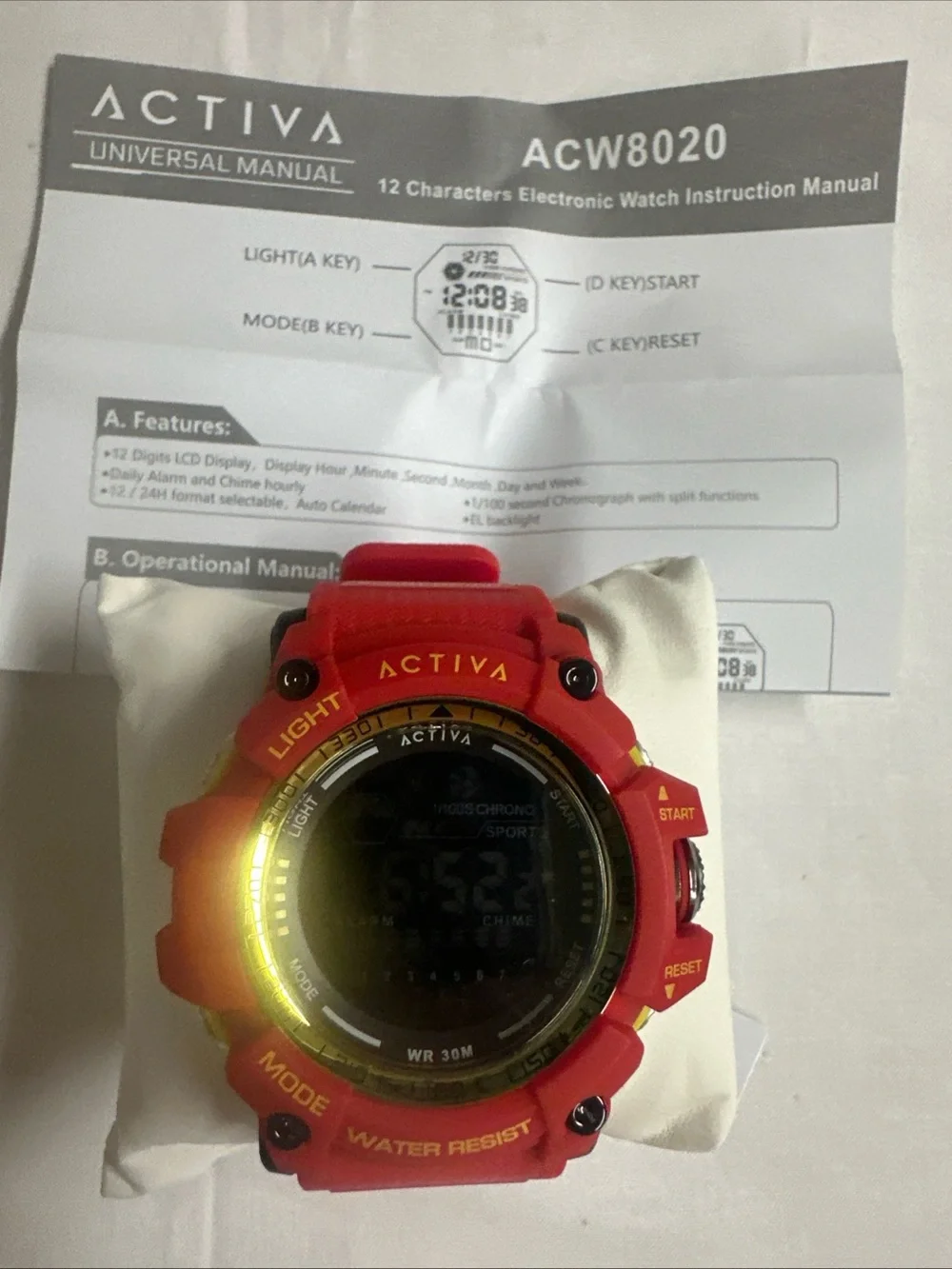 Ativa Red and Gold Digital Sport Watch